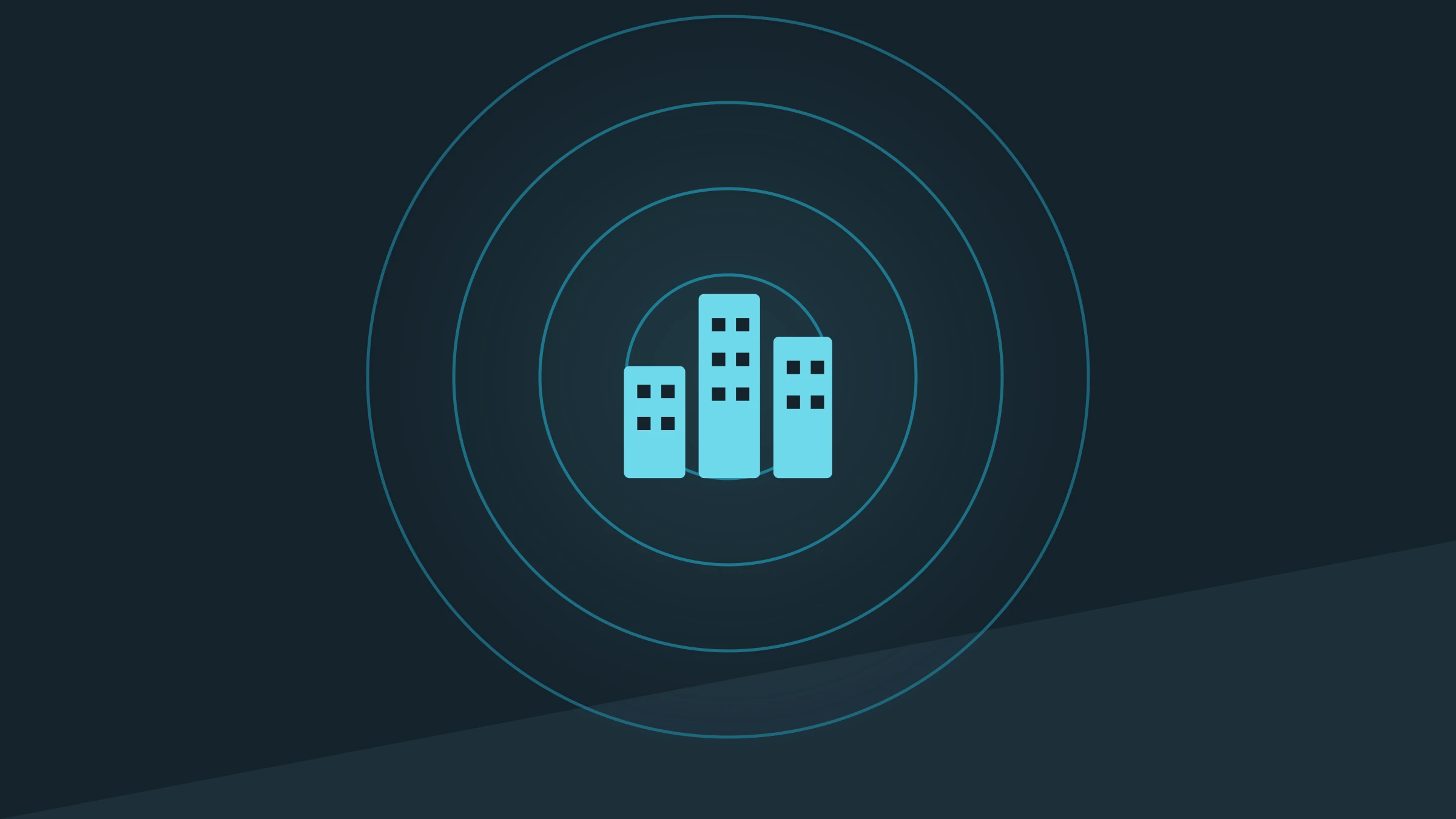 Cover graphic: stylised city buildings inside concentric rings on a dark blue background