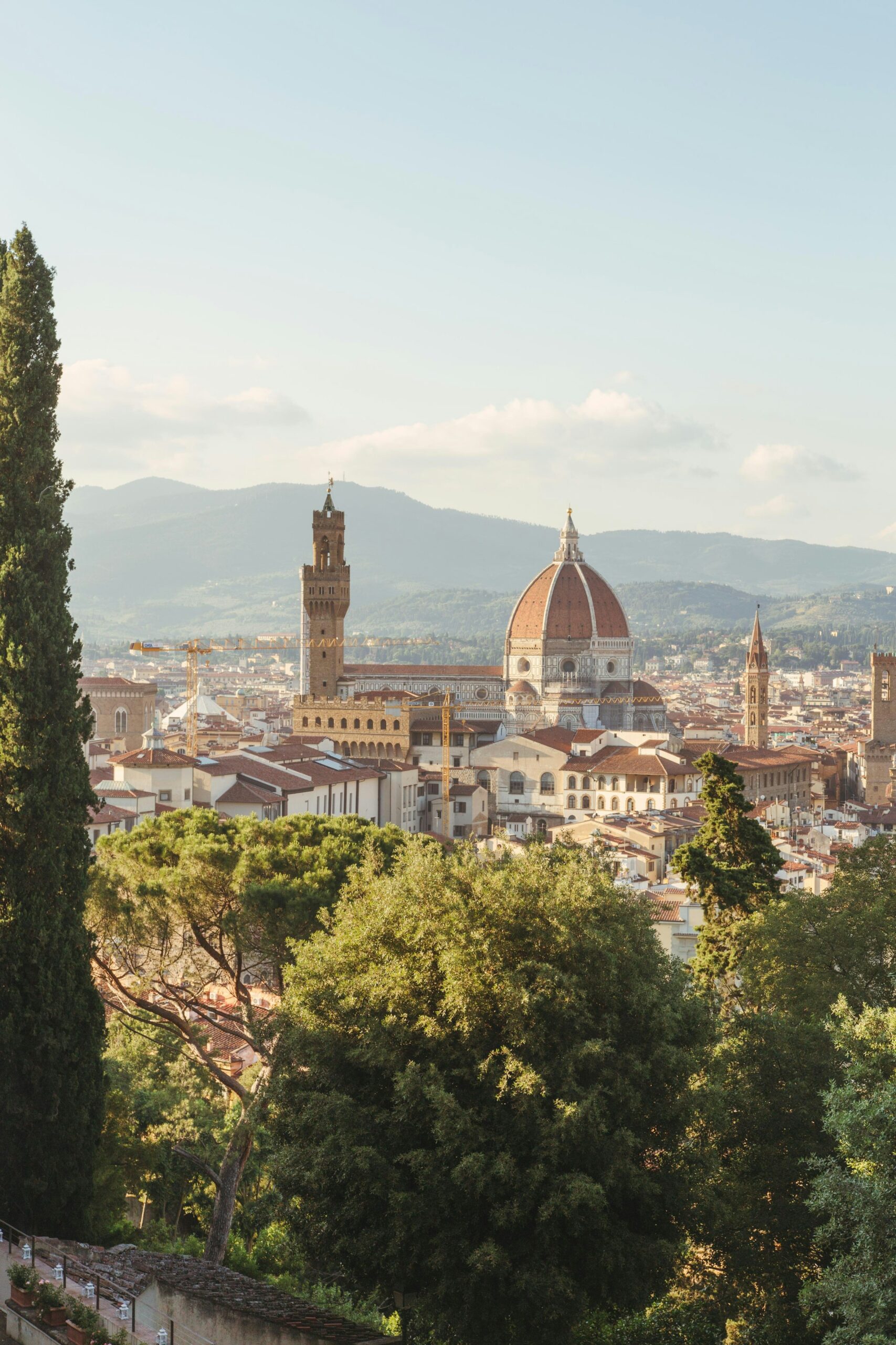 Skyline of Florence with the cathedral dome seen from the Bardini Garden