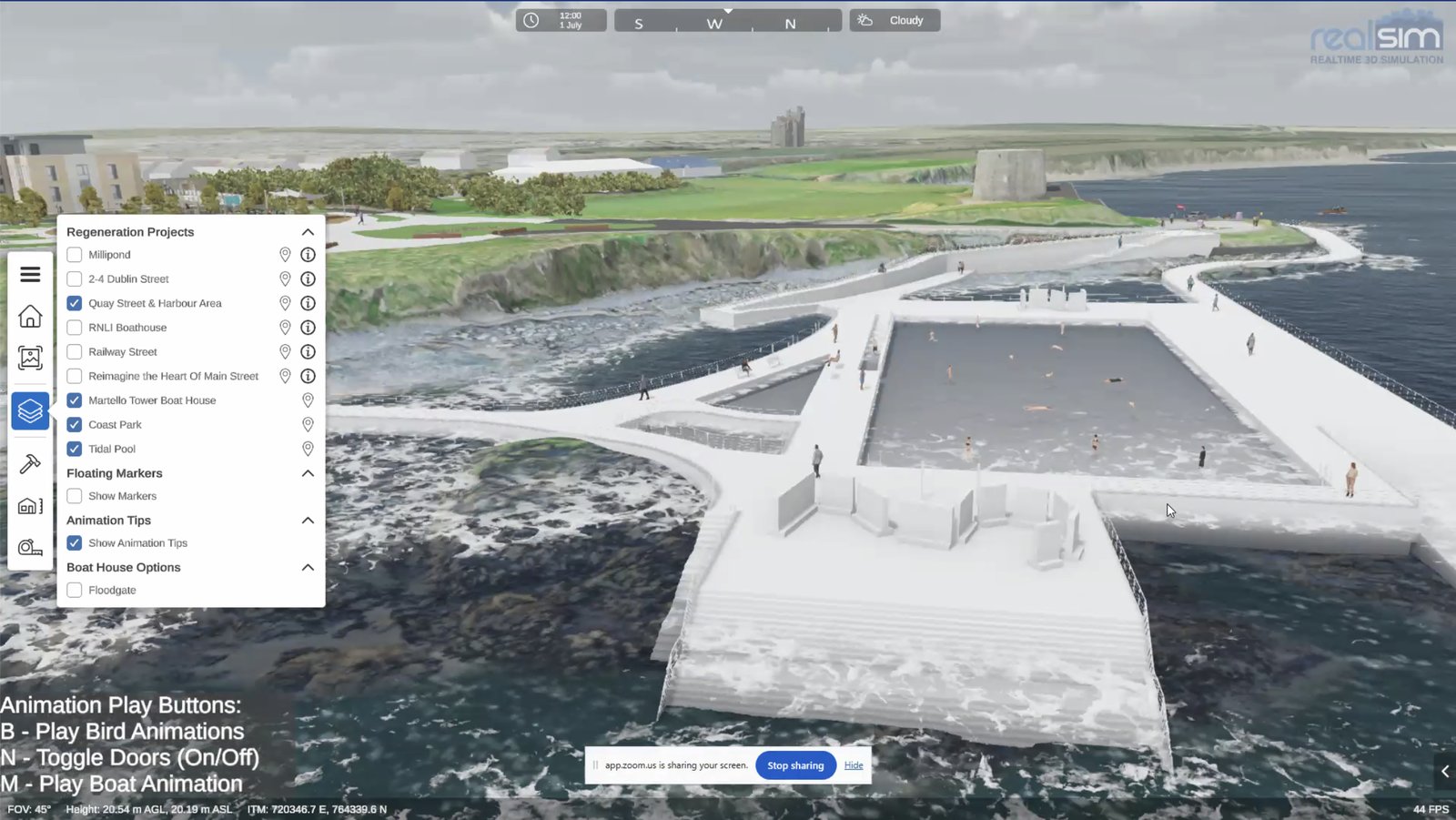 A possible tidal pool visualised in the Balbriggan digital twin.