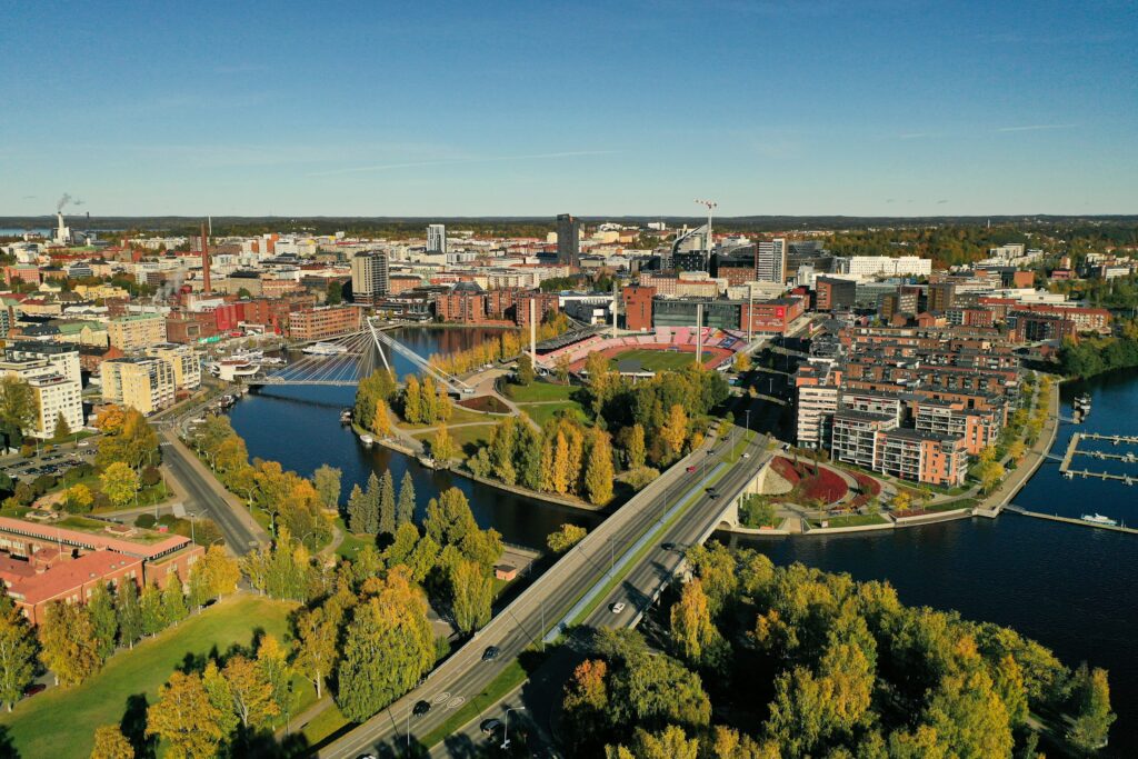 Aerial view of the centre of Tampere, Finland